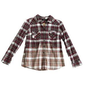 Bleach Dyed Plaid Shirt, Ana Small Shirt, Custom OOAK Bleached Plaid Shirt